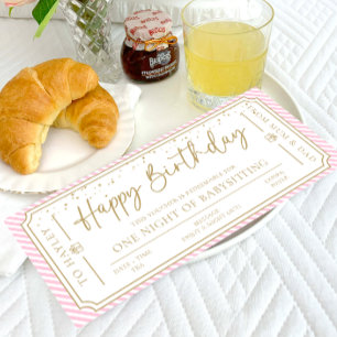 Carte cadeau Pink Birthday Baby sitting