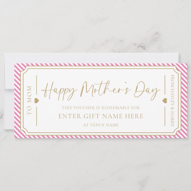 Carte cadeau Pink Happy Mother's Day (Devant)