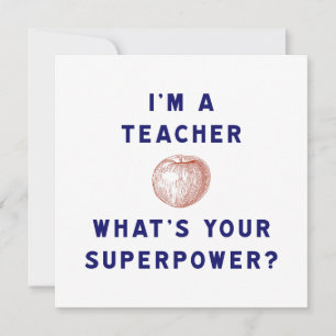 Carte Cadeau pour Enseignant Pomme Superpuissant Éducate