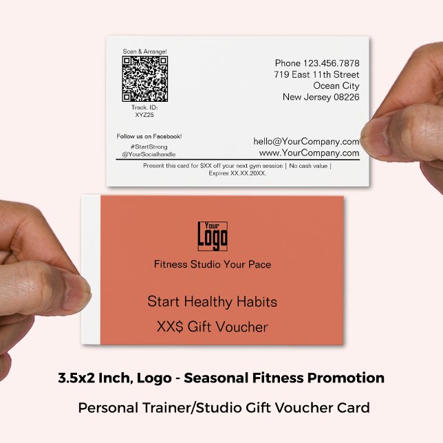 Carte cadeau Promo Débutant de Fitness Adaptable (3.5x2 Inch, Landscape Format, Adaptable Fitness Beginner Promo Gift Voucher Card)