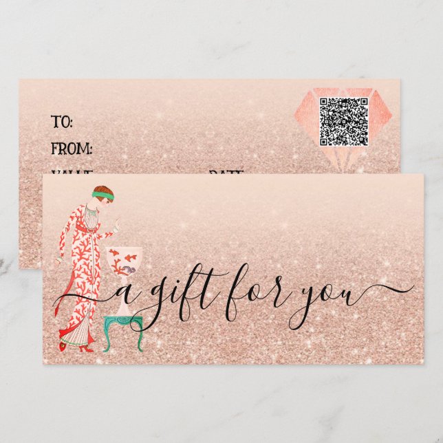 Carte cadeau QR pour petite entreprise de beauté p (Devant / Derrière)