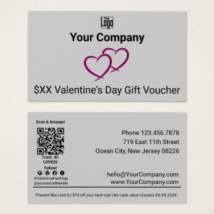 Carte cadeau Red Hearts Grey Valentine's Day