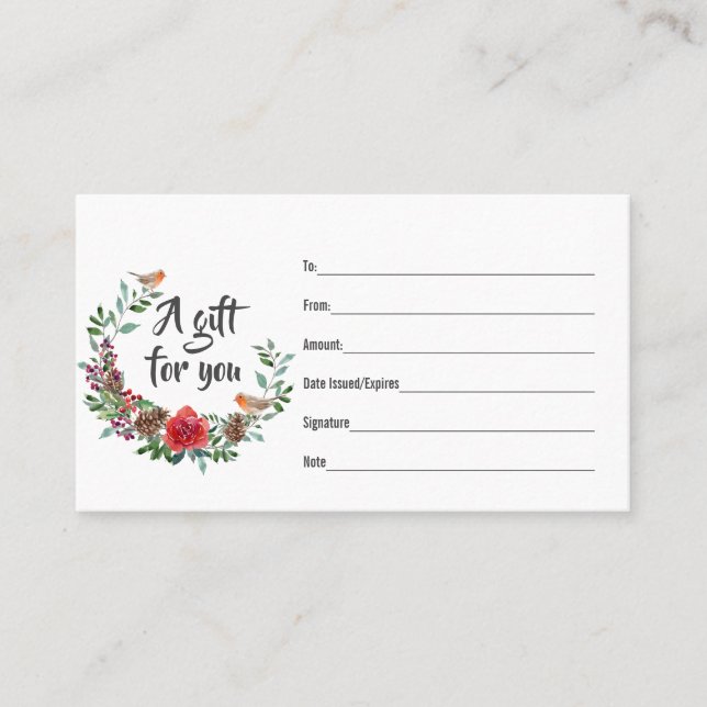 Carte cadeau Red Robin de Noël (Devant)