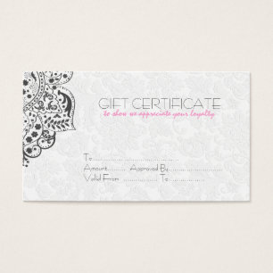 Carte cadeau réversible blanc et gris Damas