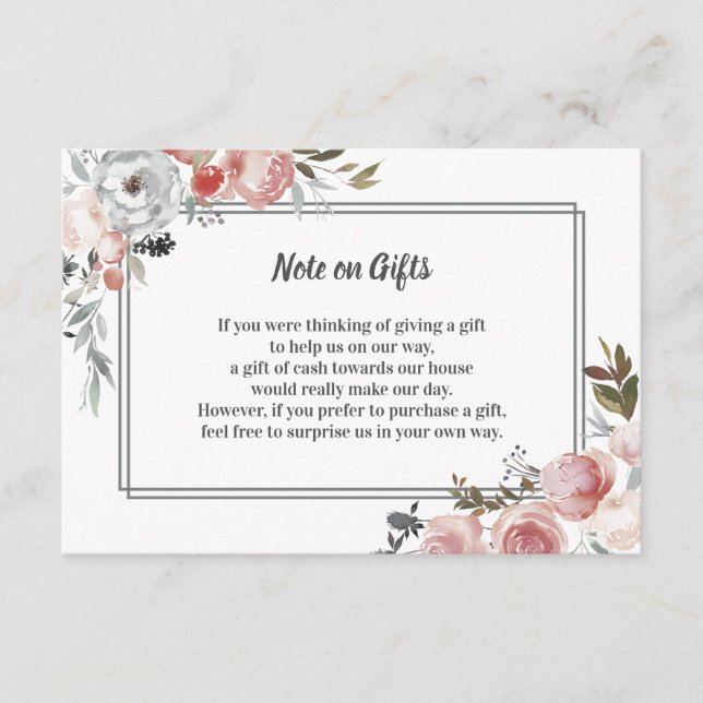 Carte cadeau rose et chardon d'aquarelle Floral (Devant)