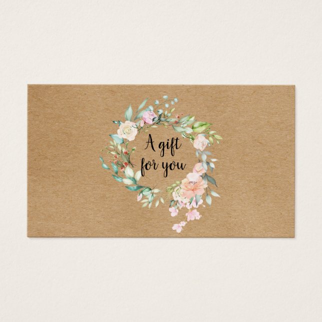 Carte cadeau rose Garland Rustic Kraft (Devant)