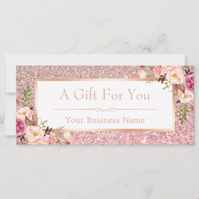 Carte cadeau Rose rose Parties scintillant Floral (Devant)