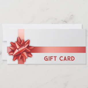 Carte cadeau Rouge Bow Satin ruban tendance blanc