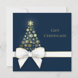 Carte Cadeau Ruban Arbre de Noël Or Flocons de Nei