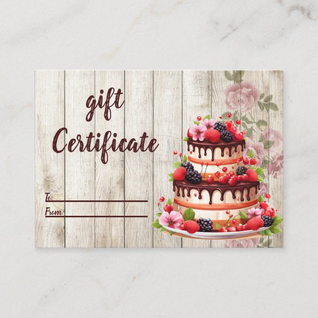 Carte cadeau Rustic Floral Cake Bakery (Devant)