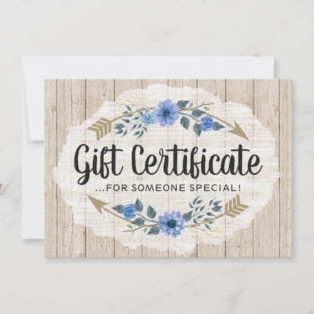 Carte cadeau Rustic Wood & Bohemian Arrow (Devant)