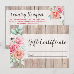 Carte cadeau Rustic Wood Country Floral