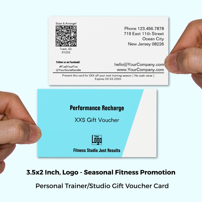 Carte cadeau simple et adaptable Athlete Promo (3.5x2 Inch, Landscape Format, Simple Adaptable Athlete Promo Gift Voucher Card)