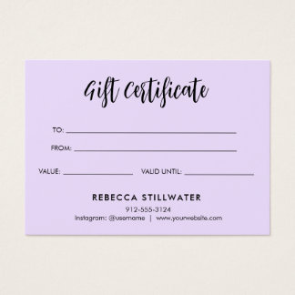 Carte Cadeau Simple Purple Mini esthétique