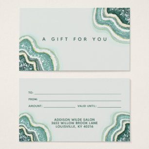 Carte cadeau Teal Luxe Chic Glitter Agate Geode