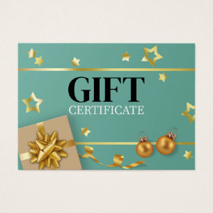 Carte cadeau turquoise Gold Christmas Ball Stars R