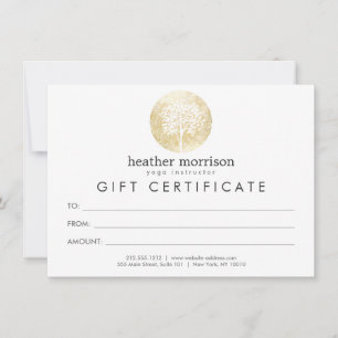 Carte cadeau Yoga et Wellness Arbre d'Aquarelle Or