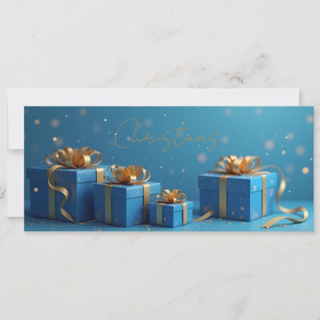 Carte cadeaux bleus, rubans dorés (Devant)