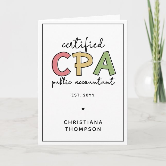 Carte Cadeaux comptables publics certifiés CPA personnal (Devant)