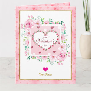 Carte Cadeaux de la Saint-Valentin Cœurs Floraux Rose Ro