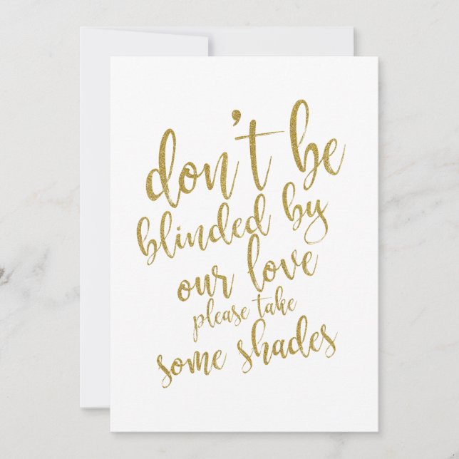 Carte Cadeaux de lunettes de soleil pour mariage panneau (Devant)