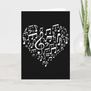 Carte Cadeaux de notes musicales en forme de cœur pour a
