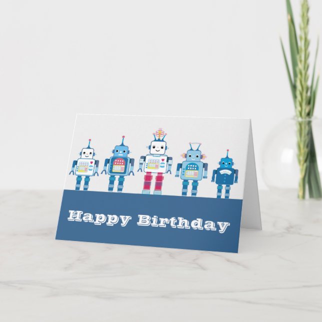 Carte Cadeaux de nouveauté aux robots cool (Devant)