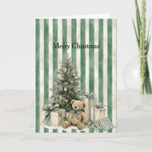 Carte Cadeaux d'ours en peluche au sapin de Noël à rayur