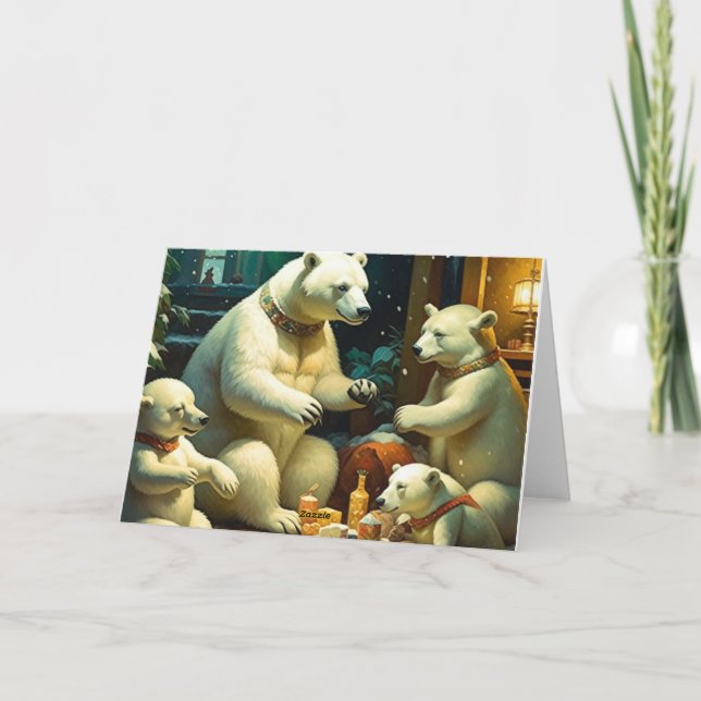Carte Cadeaux d'ours polaires de Noël (Dos)