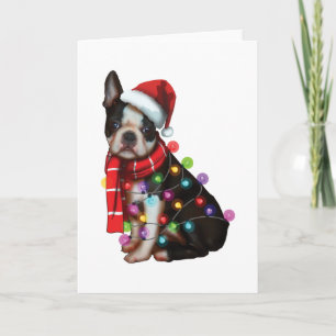 Carte Cadeaux drôles de Noël de chien de Boston Terrier