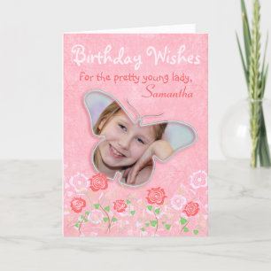 Carte Cadeaux photo pour filles roses papillon mignon