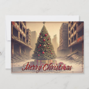 Carte Cadeaux sous un arbre dans un monde apocalyptique 