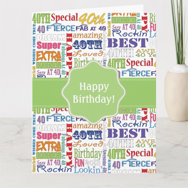 Carte Cadeaux Uniques Et Spéciaux De Fête Du 40E Anniver (Devant)