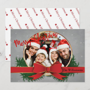 Carte Cadre Circulaire Doré Avec Photo Bow Rouge