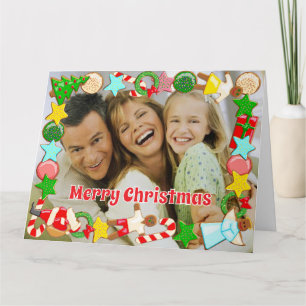 Carte Cadre de biscuits de Noël en sucre Photo de famill