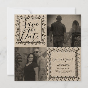 Carte Cadre de coeur noir blanc photo Enregistrer la dat