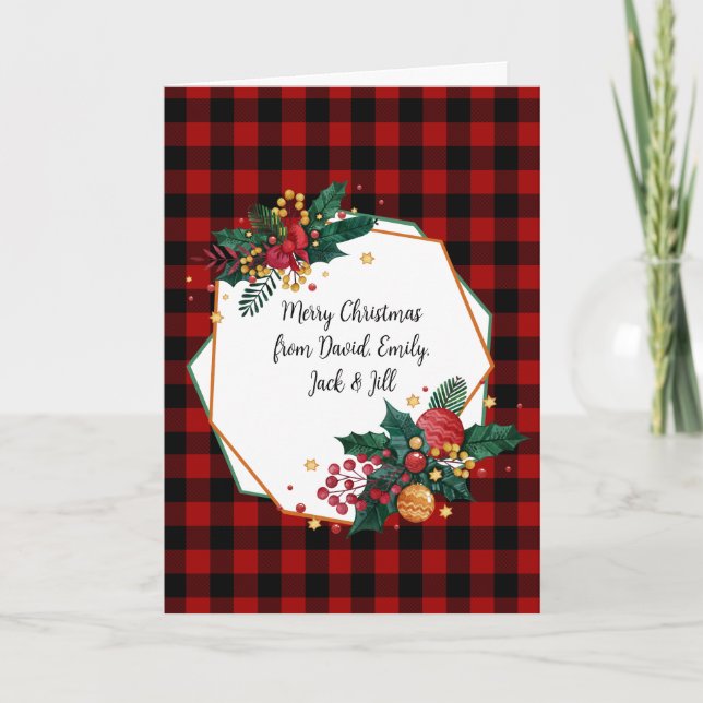 Carte Cadre de Noël familial avec des noms (Devant)