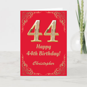 Carte Cadre de Parties scintillant rouge et or 44e anniv