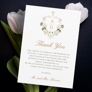 Carte Cadre de roses blanches pour remerciement de maria