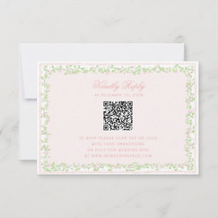Carte Cadre floral rose pâle Douce Touche RSVP avec code