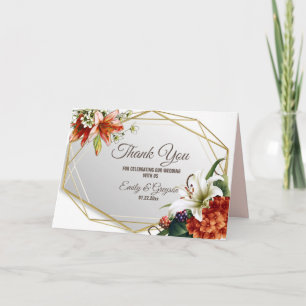 Carte Cadre géométrique avec Merci de Lys tropicaux