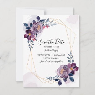Carte Cadre géométrique floral Fleurs violettes Sauvegar