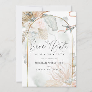 Carte Cadre Or Coral Rose Aquarelle Florale