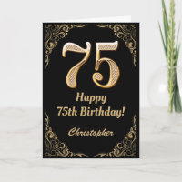 Cadre pailleté noir et or pour 75e anniversaire