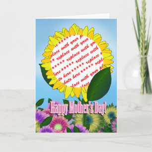 Carte Cadre photo de tournesol jaune pour la fête des mè