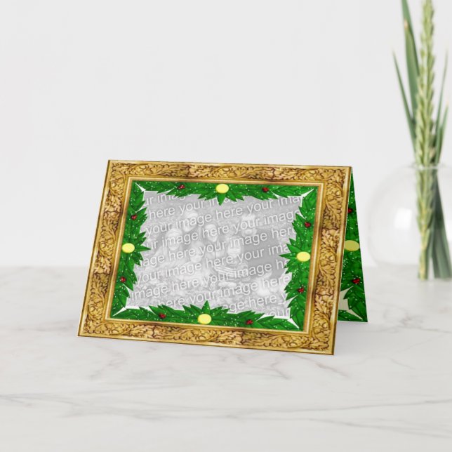 Carte cadre photo dorée personnalisable (Devant)