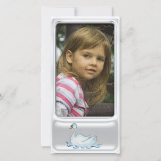 Carte Cadre photo en argent mignon avec cygne mignon