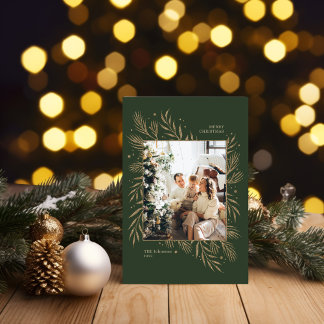 Carte cadre photo famille Feuille verte