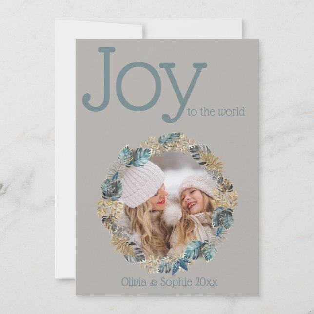 Carte Cadre photo moderne Dusty Blue Gold Foliing (Devant)