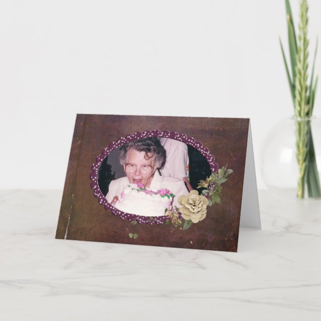 Carte Cadre photo Oval Anniversaire (Devant)